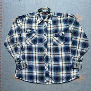 Vintage 80s flannel shirt brushed cotton soft plaid distressed Kingsport large